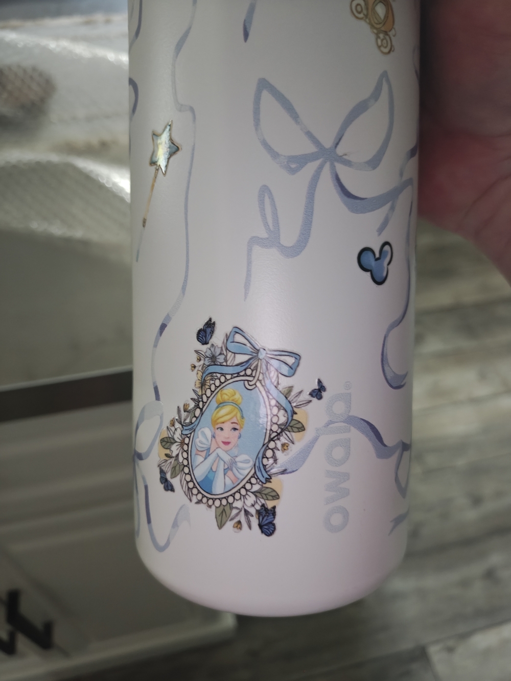 Owala Cinderella Themed Stainless Water Bottle - White & Light Blue